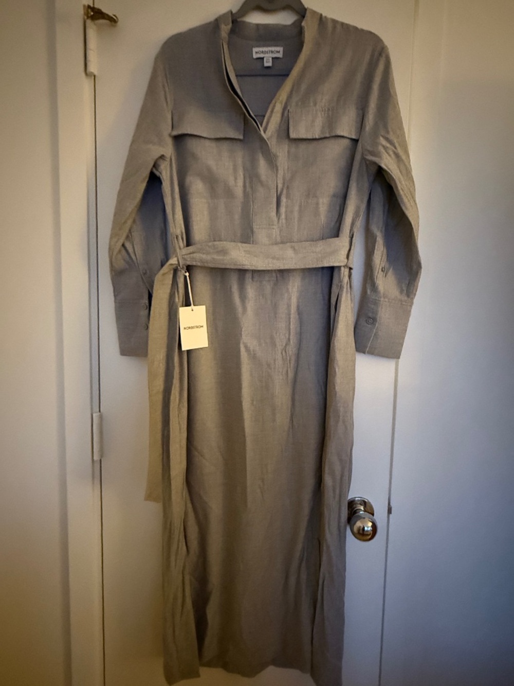Nordstrom Long Sleeve Belted Maxi Dress in Taupe